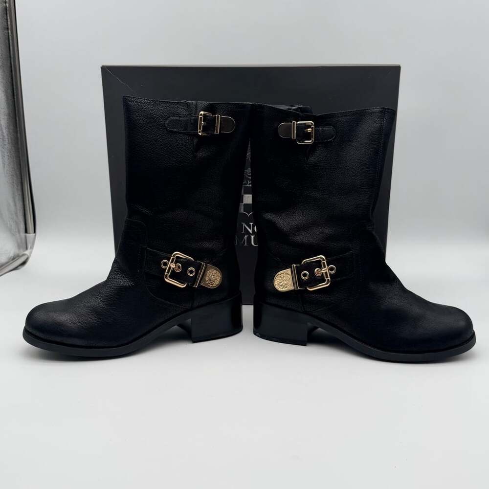 Vince Camuto Winchell Moto Boots Size 6.5M Black Leather